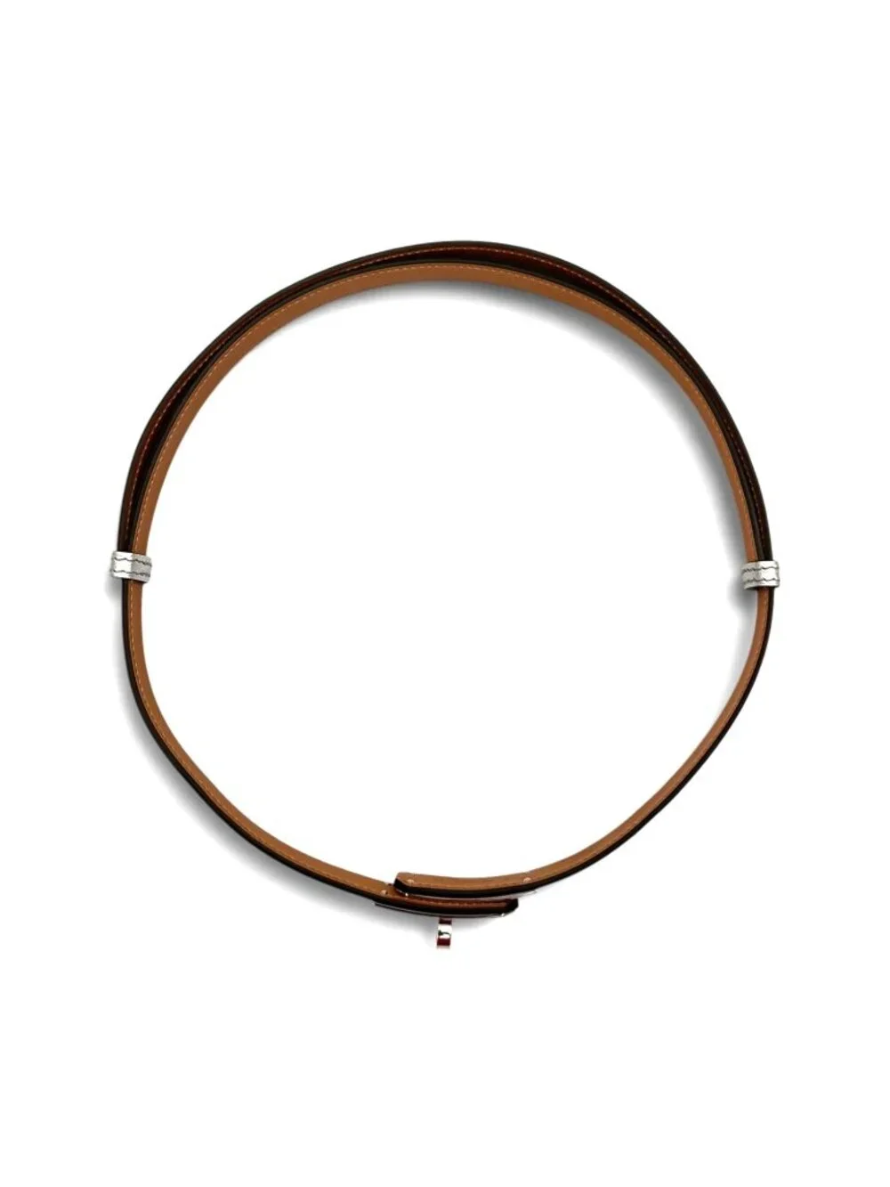 HERMES Metallic Leather Kelly 18 Adjustable Belt With Silver Hardware